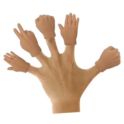 Finger-Hands Rock Paper Scissors Game Set of 6 Hands 2 of Each Tiny-Finger-Hand Realistic Feeling Soft Finger Puppets-Mini-Gag-Gift Stocking-Stuffer Really-Weird-Stuff