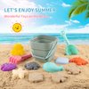WEYOVGO Silicone Beach Toys - Modern Baby Travel Friendly Beach Set | Bucket, Shovel, 7 Sand Molds, Bag | Sand Toys for Toddlers, Kids - 11pc (Light Green)