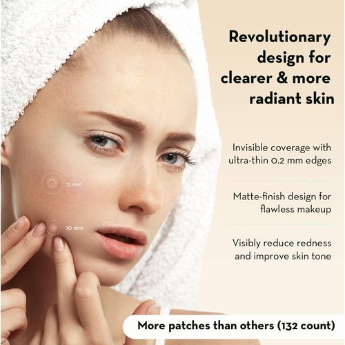 LE GUSHE Pimple Patches for Face (132 dots) - Hydrocolloid Acne Patch for Zits and Blemishes - Invisible Blemish Patches for Face - Spot Cover Stickers