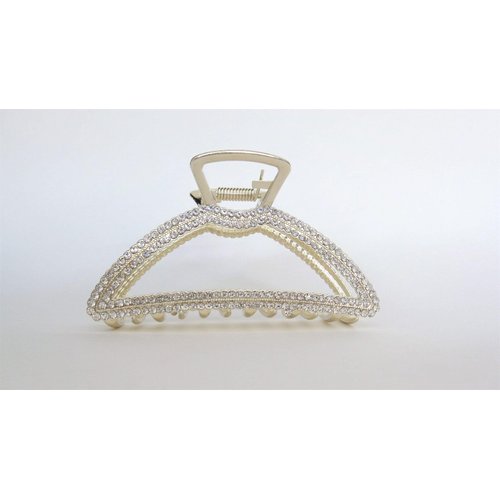 Generic Art deco gold metal round crystal hair claw clip