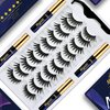 Menaka Magnetic Eyelashes Magnetic Lashes Natural Looking,10 Pairs Reusable Magnetic Eyelash kit with Applicator - Upgraded Long Lasting (4 Tube of Liner) Easy to Apply.