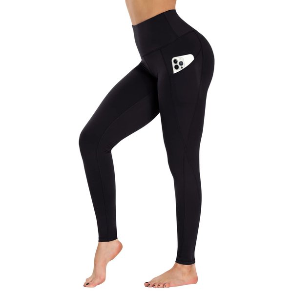 GAYHAY Leggings with Pockets for Women - 19" / 25" Yoga Pants High Waist Tummy Control Compression for Workout Black