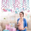 Kristin Paradise 30Ct Gender Reveal Hanging Swirl Decorations - Boy or Girl Party Supplies - Baby Revealing Theme Decor Ideas - He or She Favors Kit