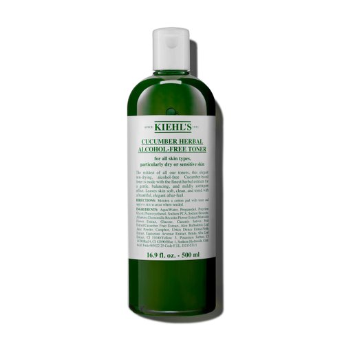 Kiehl's Cucumber Herbal Alcohol-Free Toner, Gentle Facial Toner for Dry & Sensitive Skin, Leaves Skin Feeling Fresh, with Cucumber Extract, Paraben-free, Non-drying, Fragrance-free - 16.9 fl oz
