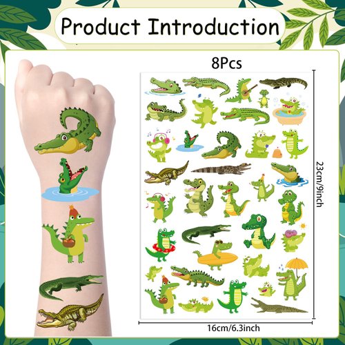 Yoyuspy Crocodile Alligator Temporary Tattoos- 200+ Crocodile Tattoos Temporary Birthday Party Decorations Alligator Tattoos Stickers Tattoo Party Favors Gifts for Kids Animals Theme Party Supplies