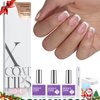 BTArtboxnails XCOATTIPS Gel Nail Kit - Short Squre French Tip Press on Nails Kit, Pink Soft Gel Nail Tips with Nail Gel, French Protecing Duo and Nail Lamp for Nail DIY Christmas Gift