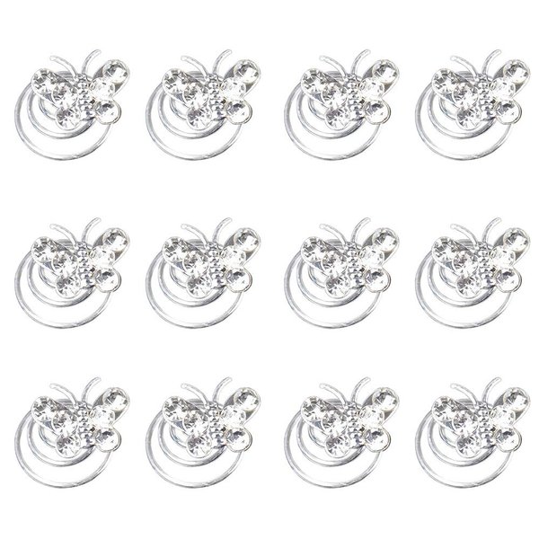 Vpang 12 Pcs Spiral Hair Pins Swirl Hair Twists Coils Hair Clips Wedding Bridal Rhinestone Pearl Metal Spiral Twist Hairpins Hair Accessories (Type 6)