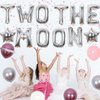 Two the Moon Birthday Decorations for Girl-Space 2nd Birthday Party Supplies Outer Space Astronaut Second Party Decor with Two The Moon Foil Balloon Banner Silver Moon and Star Foil Balloons