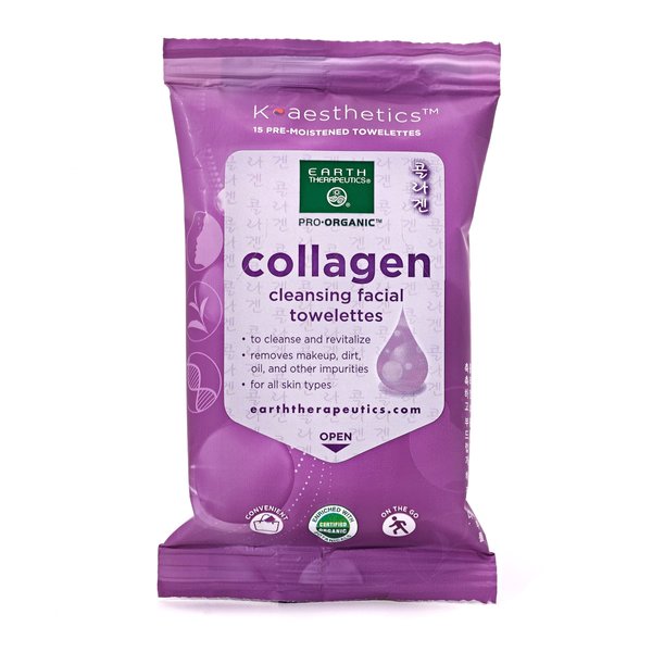 Earth Therapeutics Collagen Makeup Remover Wipes - Travel Size - Collagen
