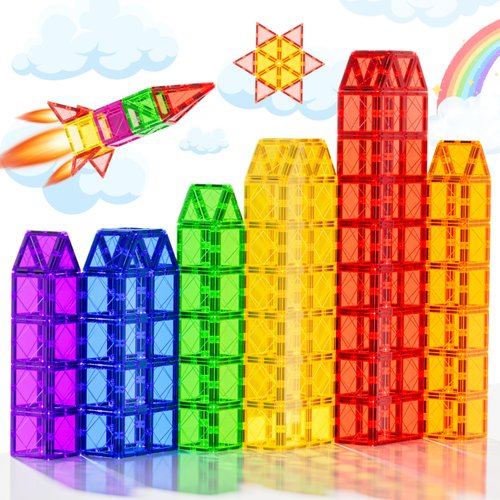 SYSKENI Magnetic Tiles Toys for 3 4 5 6 7 8 Year Old Boy Girls Kids Beginner Set,Magnetic Building Blocks Learning Toys for Toddlers Age 2-4 3-5 4-5 5-6 6-8 Birthday Christmas Ideas (20PCS Colourful)