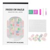 24 Pcs Acrylic Press on Nails Short, Glue on Nails for Women, Fake Nails with Glue (Pink Flower French)
