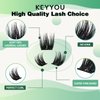 Lash Clusters 96pcs Individual Lashes D Curl 10mm Cluster Lashes KEYYOU Volume Wispy Lash Extension Soft&Comfortable Easy DIY at Home(Y10,D-10mm)