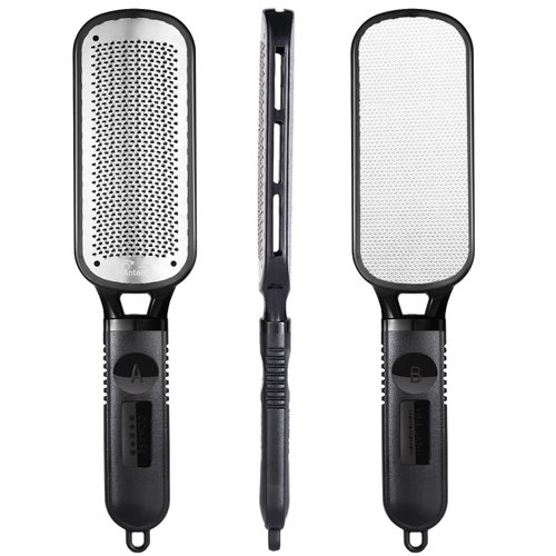 Antonki Foot File for Dead Skin, Double Sided Callus Remover for Feet, Metal Foot Scrubber for Cracked Heel, Professional Foot Scraper Rasp Pedicure Tool to Remove Hard Skin - 2 in 1 Foot File