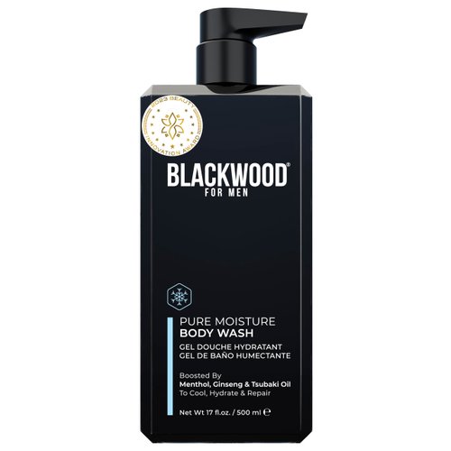 Blackwood For Men Pure Moisture Body Wash - Infused with Ginseng & Menthol - Natural Vegan Formula for Sensitive Skin and Workout Recovery - Sulfate Free, Paraben Free, & Cruelty Free (17 Oz)