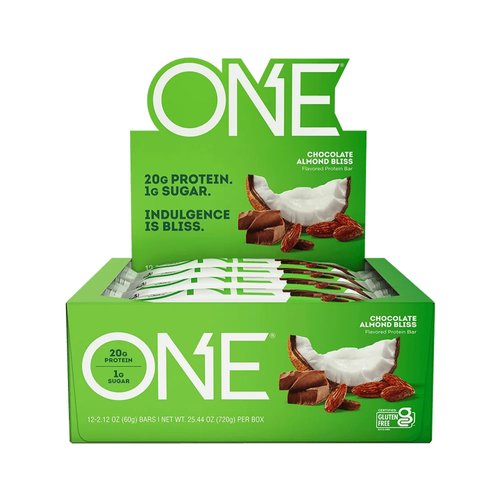 ONE Protein Bars, Almond Bliss, Gluten Free Protein Bars with 20g Protein and 1g Sugar, Pantry Staples, 2.12 oz (12 Pack)