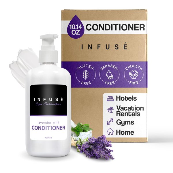 Terra Pure Infuse Lavender Mint Conditioner | Spa Collection | Hotel Amenities in Pump Bottle | 10.14 oz. / 300 ml (Single Bottle)