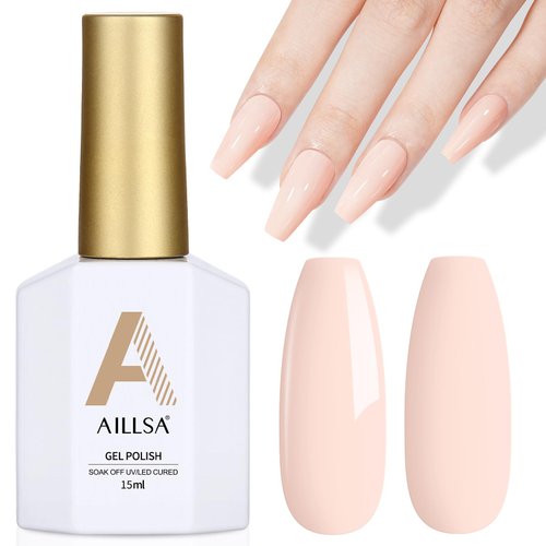 AILLSA Pastel Peach Gel Nail Polish Macaron Nude Pink Gel Polish Bright Spring Summer Colors Cotton Candy Gel Soak Off U V for French Nail Manicure Salon DIY Holiday Gifts 0.5 Fl Oz GB78