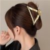 Triangle Hair Claw Clip Hollow Triangle Hair Clips Medium Metal Hair Claw for Women Girls Non-Slip Strong Grab Clips Shark Barrette Hair Clamps Hair Accessories for Thick Hair(Gold)