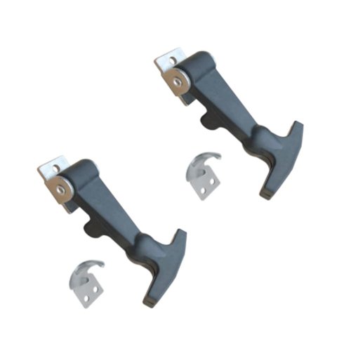 AlphaCraft 2 PCS Medium Elastic Hood Catch Flexible T-Handle Hasp Rubber Draw Latches with Zinc Plated Brackets for Tool Box Vehicle Engine Hood ATV RV Boat