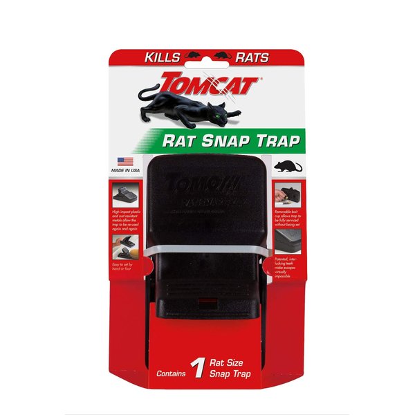 Tomcat Rat Snap Trap, 1 Rat Size Trap - Reusable - Effectively Kill Rats - Ideal for Home and Farm Use