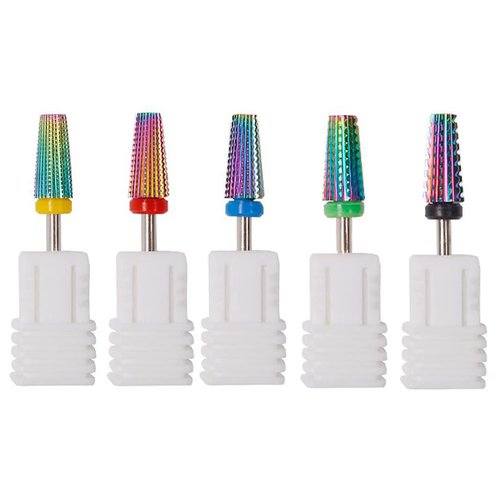 5pcs Nail Drill Bits Set,Tungsten Carbide Nail Bits for Nail Drill E-File,Drill Bits for Nails Flat Top,Bits Manicure Pedicure Remover Tools for Acrylic Gel Nails,Salon Home Nail Care Supplies