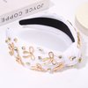 PHALIN Bow Headband for Women Gold Butterfly Bow Knot Headbands Embellished Rhinestone Crystal Wide Top Knot Headband Jeweled Ribbon Bow Hair Accessories Party Favors Gifts (White)