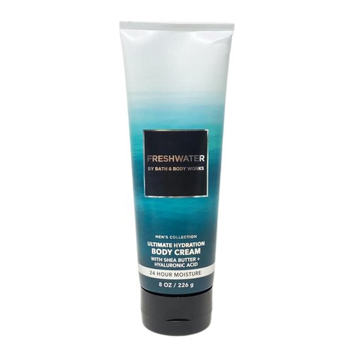 Bath & Body Works Men's Collection Freshwater 3 Piece Bundle - Body Cream - 3-in-1 Hair, Face & Body Wash - Deodorant - with a Cabin Spice Bar Soap - Full Size