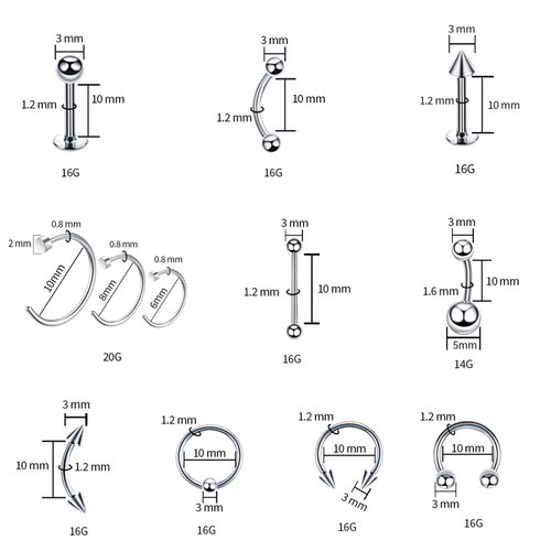 Tustrion 80PCS Nose Piercing Kit for All Body Piercings Stainless Steel Piercing Jewelry with 12G 14G 16G 20G Piercing Needles for Ear Cartilage Tragus Nose Septum Lip Eyebrow