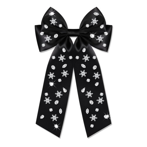 Vokone Hair Bows for Women Girls Christmas Gifts Crystal Jewel Christmas Bow Snowflake Hair Ribbon Bow Hair Clips Santa Xmas Holiday Hair Accessories for Women Snowflake Black