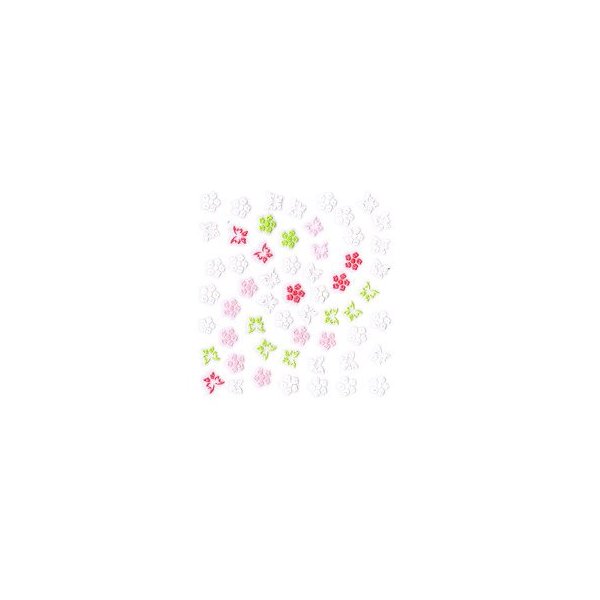 White/Pink/Green Butterfly & Flower Nail Stickers/Decals