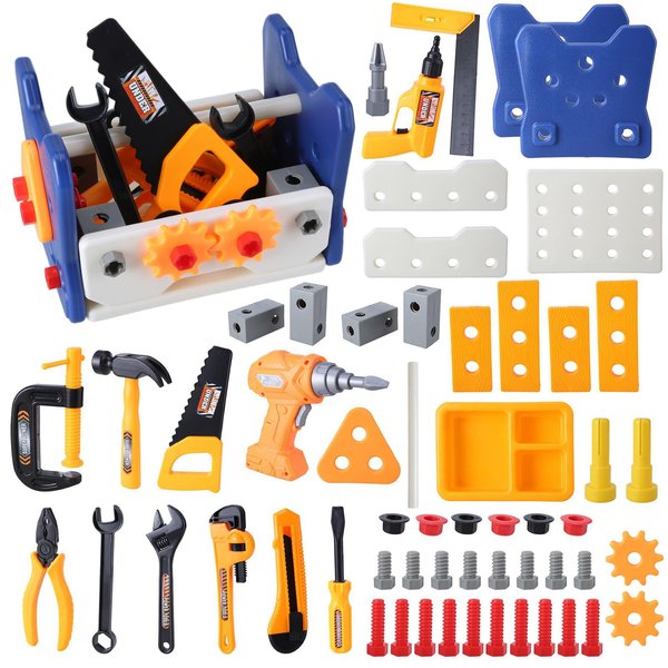 Kids Tool Set, 57PCS Tool Kit for Kids with Electric Drill, Toddler Take Apart Toys, Pretend Play Kids Construction Kits, Birthday Easter Family Day Gifts for Kids Boy Girls