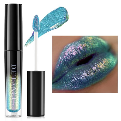 oygcee Chameleon Lip Gloss Liquid Blue Green Pimk,Shimmer Metallic Colourful Lipstick for Women Girls Lips Makeup Gift,Hydrating Waterproof and Long Lasting Lip Stain Shiny,Talc-Free .#4