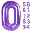 Purple Number Balloon 40 Inch, 0 Number Balloons, 10 20 30 40 50 Numbers Balloon Birthday Decorations, Purple Party Supplies for Girls Women Adults