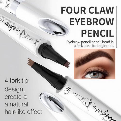 3D Magic Microblading Eyebrow Pencil with 4 Tip Waterproof Eyebrow Pencil, Upgraded Eye Brow Contouring Pen, Fine Stroke Eyebrow Pen Makeup Long-Lasting Eyebrow Pencil (Gray)