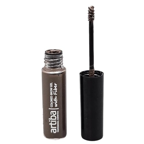 Artiba® Colored Brow Gel with Fiber MADE IN USA - Black Brown, Fuller Brow instantly, Fills in sparse brows, Covers gray hairs and Long-lasting, Waterproof, Smudge proof, Cruelty Free