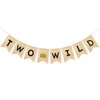 Uniwish Two Wild Banner Baby Boy Girl 2nd Birthday Party Decorations Garland Jungle Theme Party Supplies Rustic Two Years Old Birthday Sign with Glitter Crown
