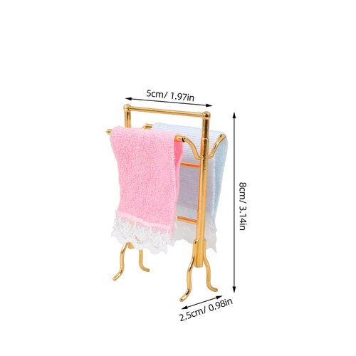 UPKOCH Dollhouse Towel Rack, Dollhouse Miniature Bath Towel Rack Bathroom Accessories 1: 12 Dollhouse Bathroom Furniture Dolls House Play House Accessory