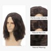 MEDISIFA Long Mens Wig Wavy Men Wig for Party Curly Wigs for Man Male Hippie Rocking 70s 80s Them Party Cosplay Costume Anime Heat Resistant Synthetic Hair Wig With Cap (Middle Brown)