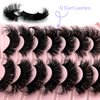 IFSOWDRA Mink False Lashes Dramatic D Curl Strip Lashes Wispy 20mm/25mm Long Full False Lashes Pack, 3D Mink Cat Eye False Eyelashes Natural Look