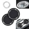 EcoNour Car Cup Coasters (2 Pack) | Car Push Start Button Bling (1 Pack) | Car Cup Holder Coaster | Crystal Rhinestone Car Interior Accessories | 2.75 Inch Universal Anti-Slip Coasters