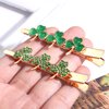 St.Patrick’s Day Hair Clips Crystal Glitter Shamrock Hairpins Green Lucky Leaf Embellished Gold Alligator Hair Clips for Party Gift (2 Pairs Lucky Clover Clips)