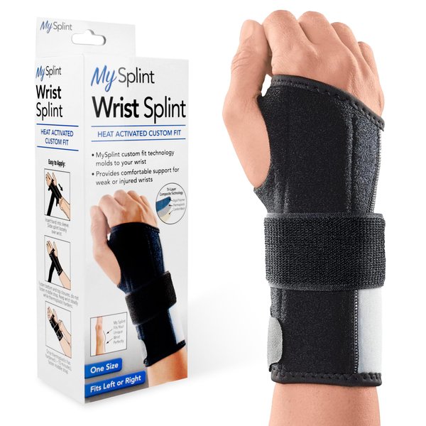MySplint Custom Fit Wrist Splint, Moldable Thermoplastic Wrist Brace for Strains, Sprains, Carpal Tunnel and More, One Size