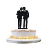Gay Wedding Cake Topper, Black Color Acrylic Silhouette Couple Groom and Groom Wedding Party Decorations