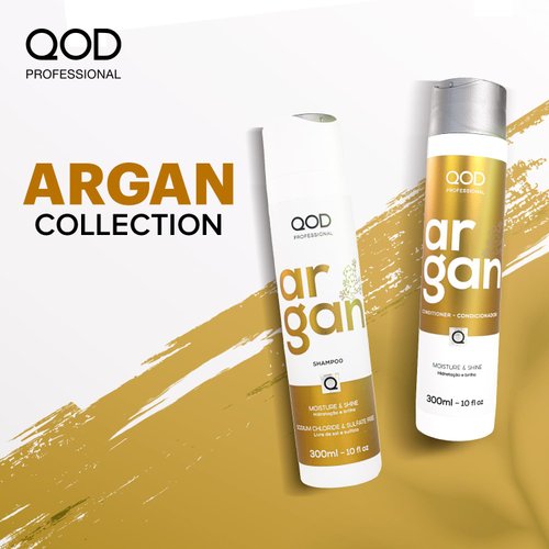 QoD PRO Argan Shampoo and Conditioner Set | For Dry, Damaged, Frizzy and Dull Hair | Promotes Shine and Softness | 300ML - 10fl oz each