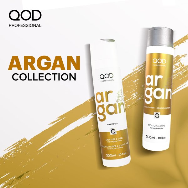QoD PRO Argan Shampoo and Conditioner Set | For Dry, Damaged, Frizzy and Dull Hair | Promotes Shine and Softness | 300ML - 10fl oz each