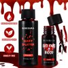 BOBISUKA 2PCS Halloween Fake Blood Makeup Kit - Includes Washable Realistic Fresh Squirt Liquid Blood, Dark Coagulated Blood Gel, For Zombie Vampire Scary Clown Monster Clothes Cosplay SFX Special Eff