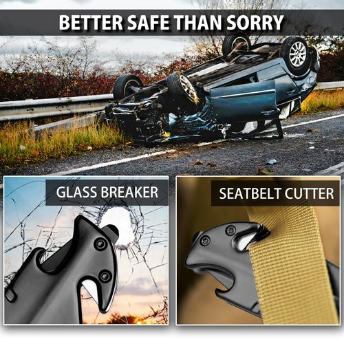 NedFoss FA48 Pocket Knife for Men, 5-in-1 Multitool Folding Knife with Bottle Opener, Glass Breaker, Seatbelt Cutter and Wrench, Survival Knife for Emergency Rescue Situations, Home Improvements