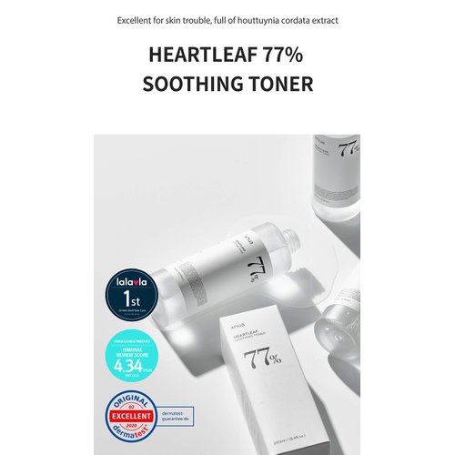 Anua Heartleaf 77% Soothing Toner I pH 5.5 Skin Trouble Care, Calming Skin, Refreshing, Purifying (500ml / 16.9 fl.oz.)