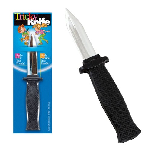 Two Pack Trick Plastic Fake Spring Retractable Knife Set [Bundle Combo] - 2 Toy Magic Classic Novelty Gag Knives - NOT Sharp - Fools Everyone - Kids, Adults, Teens