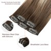 FUBILI Clip in Real Hair Extensions Brown Balayage Clip on Hair Extensons 22 Inch Long Natural Hair Extensions Double Weft30g